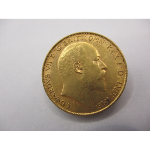 An Edward VII gold half sovereign dated 1908, a circulated coin with fine definition of features