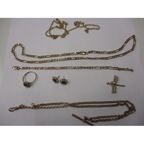 147 - A parcel of gold and yellow metal jewellery items, some damages, approx gross parcel weight 23.1g