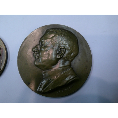 275 - Four antique and later Belgian bronze medallion awards, to include the 1910 Exposition, all in used ... 