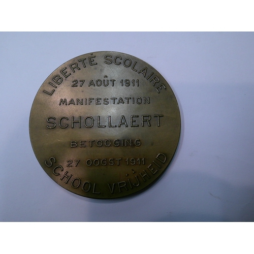 275 - Four antique and later Belgian bronze medallion awards, to include the 1910 Exposition, all in used ... 