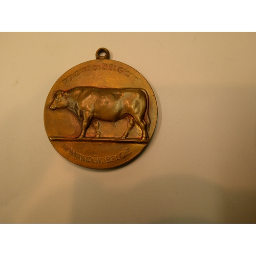 275 - Four antique and later Belgian bronze medallion awards, to include the 1910 Exposition, all in used ... 