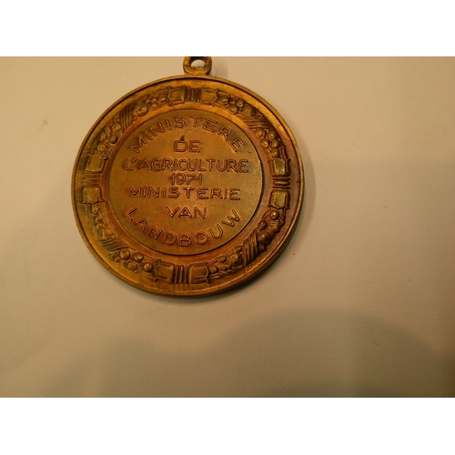 275 - Four antique and later Belgian bronze medallion awards, to include the 1910 Exposition, all in used ... 