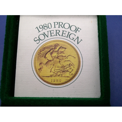 249 - A 1980 Royal Mint proof sovereign in original presentation case  with paperwork