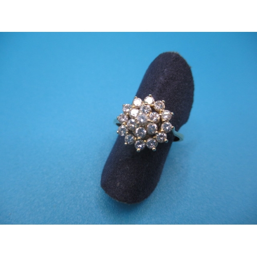 42 - An 18ct yellow gold cluster ring, approx ring size ‘K+’, approx weight 2.6g, in useable pre-owned co... 