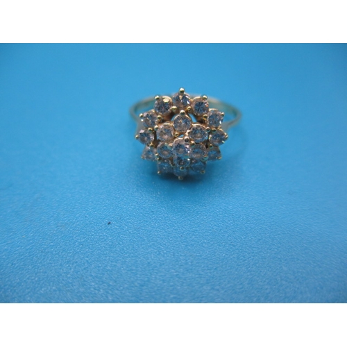 42 - An 18ct yellow gold cluster ring, approx ring size ‘K+’, approx weight 2.6g, in useable pre-owned co... 