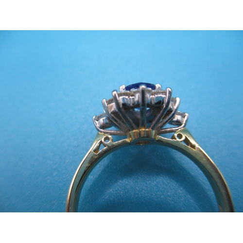 45 - An 18ct yellow gold diamond and sapphire cluster ring, approx ring size ‘N’, approx weight 4.1g, in ... 