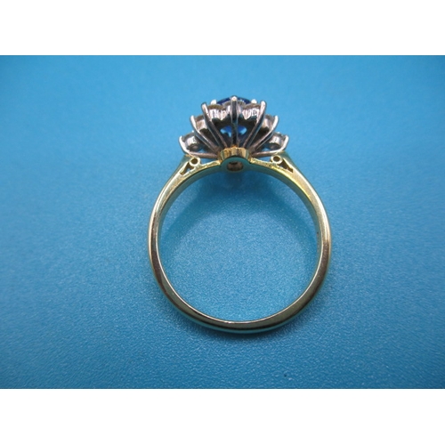 45 - An 18ct yellow gold diamond and sapphire cluster ring, approx ring size ‘N’, approx weight 4.1g, in ... 