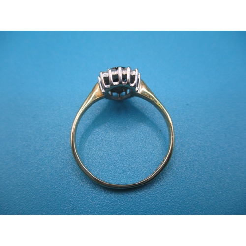 46 - A vintage 9ct gold diamond and sapphire dress ring with pear shaped central stone, approx ring size ... 