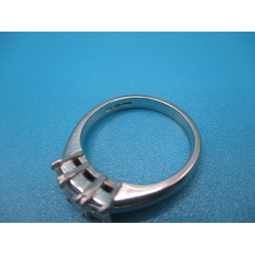 53 - A 950 platinum 3 stone diamond ring, approx ring size ,K,, approx weight 5,1g, in useable pre-owned ... 