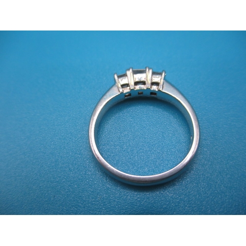 53 - A 950 platinum 3 stone diamond ring, approx ring size ,K,, approx weight 5,1g, in useable pre-owned ... 
