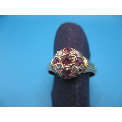 58 - An antique 18ct yellow gold diamond and un-treated ruby ring, Chester hallmark, approx ring size ‘N+... 