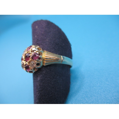 58 - An antique 18ct yellow gold diamond and un-treated ruby ring, Chester hallmark, approx ring size ‘N+... 