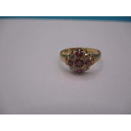58 - An antique 18ct yellow gold diamond and un-treated ruby ring, Chester hallmark, approx ring size ‘N+... 