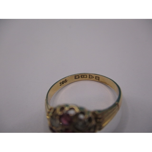 58 - An antique 18ct yellow gold diamond and un-treated ruby ring, Chester hallmark, approx ring size ‘N+... 