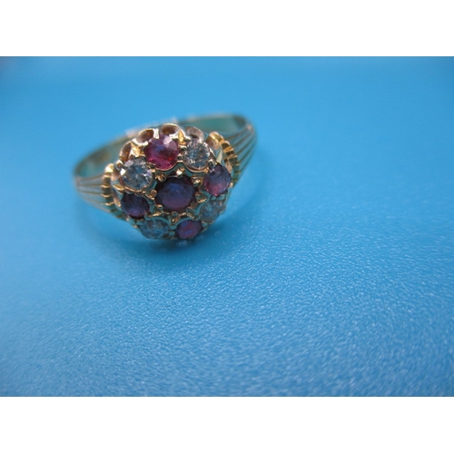58 - An antique 18ct yellow gold diamond and un-treated ruby ring, Chester hallmark, approx ring size ‘N+... 