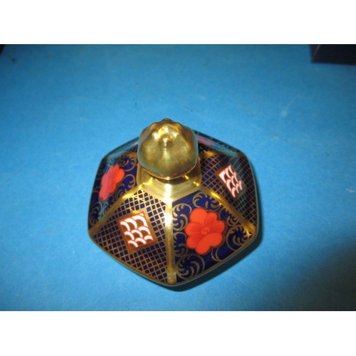 295 - Royal Crow Derby Old Imari 1128 pattern Castleton candlestick and a Milford jar, both as new in orig... 