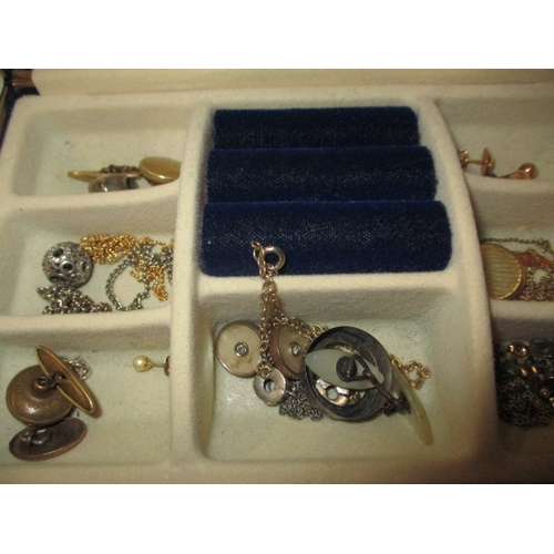 178 - A jewellery box with contents, to include  some silver items and a Victorian crown dated 1898, all i... 