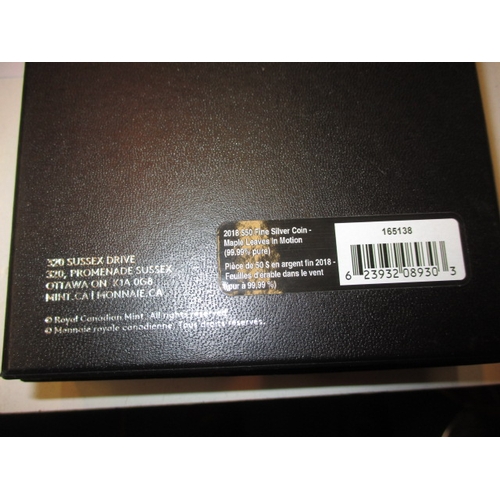 230 - A Royal Canadian Mint fine silver 50 dollar coin, dated 2018, approx weight 158.5g, in original pres... 