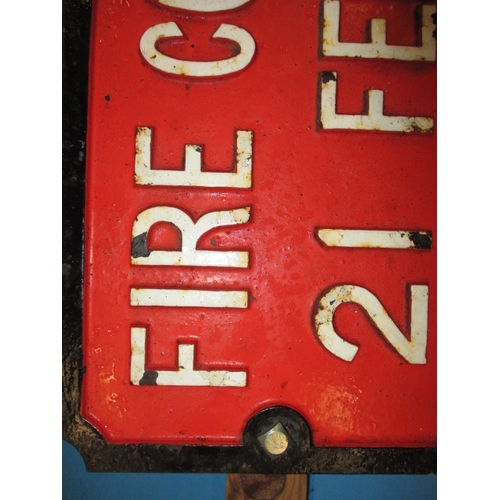 309 - A genuine British rail cast iron sign for a fire cock, marked Ashford verso, approx size 41x25cm