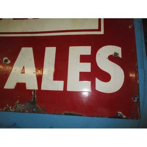 310 - A genuine vintage enamel advertising sign for Railway Tavern fine Ales, approx size 76x52, rust and ... 