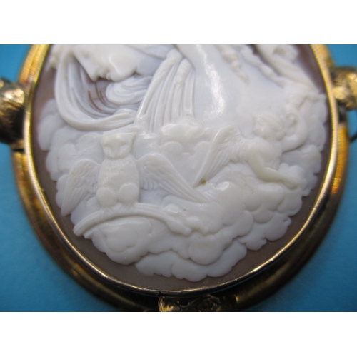 153 - A large yellow metal mounted cameo brooch, in useable pre-owned condition