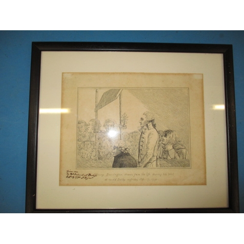 321 - George Barrington, drawn from life during his trial at the Old Bailey 1790, etching approx size 16x2... 