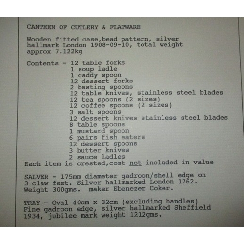 200 - A sterling silver canteen of cutlery, 12 place setting plus serving spoons and ladles etc, approx 5.... 