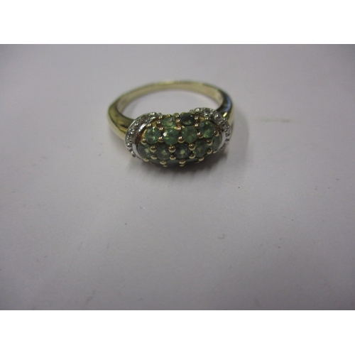 78 - Three 9ct yellow gold dress rings, various stones, sizes I to J, approx gross parcel weight 6.4g