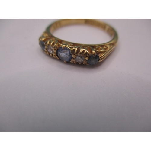 1 - A vintage 18ct yellow gold diamond and sapphire ring, approx ring size ‘M+’, approx weight 3.2g in u... 