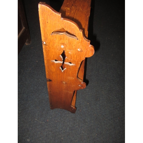 336 - An antique oak 3 tier shelf, either wall mounted or free standing, approx size H: 59cm W: 60cm D: 14... 