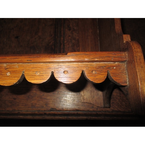 336 - An antique oak 3 tier shelf, either wall mounted or free standing, approx size H: 59cm W: 60cm D: 14... 