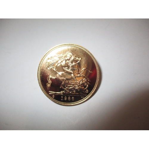260 - A 1986 gold five pound coin (quintuple sovereign) uncirculated in plastic capsule, approx weight 39....