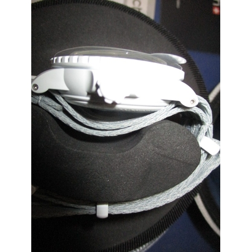 171 - A Blancpain X Swatch scuba watch, Antarctic ocean fifty fathoms in box with paperwork, automatic in ... 