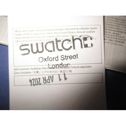 171 - A Blancpain X Swatch scuba watch, Antarctic ocean fifty fathoms in box with paperwork, automatic in ... 