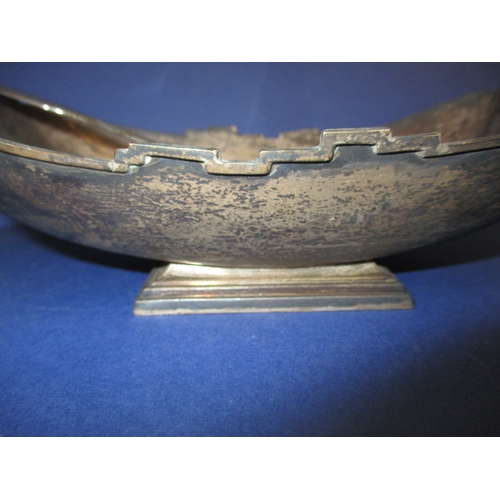 209 - A 1930s Art Deco sterling silver dish  by Walker & Hall, well tarnished and with original spoon, app... 