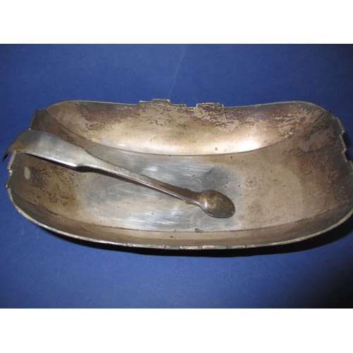 209 - A 1930s Art Deco sterling silver dish  by Walker & Hall, well tarnished and with original spoon, app... 