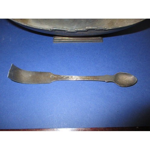 209 - A 1930s Art Deco sterling silver dish  by Walker & Hall, well tarnished and with original spoon, app... 