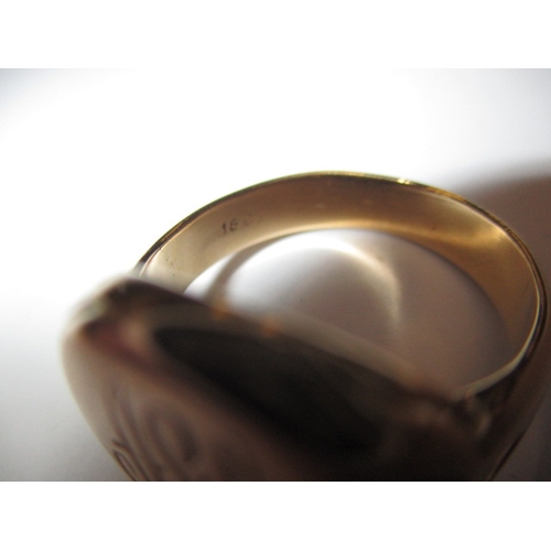 96 - An 18ct yellow gold signet ring, approx ring size ‘Q’, approx weight 7.6g, having initials to front