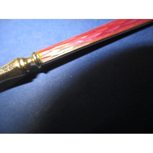 215 - A set of six 925 silver and enamel tea spoons, the pink one having the smallest sliver of enamel mis... 