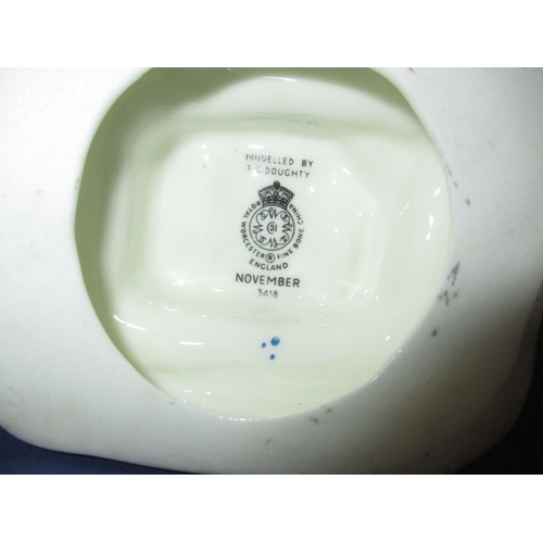 302 - Two vintage Worcester china figures, Parakeet and November, in pre-owned condition with no observed ... 