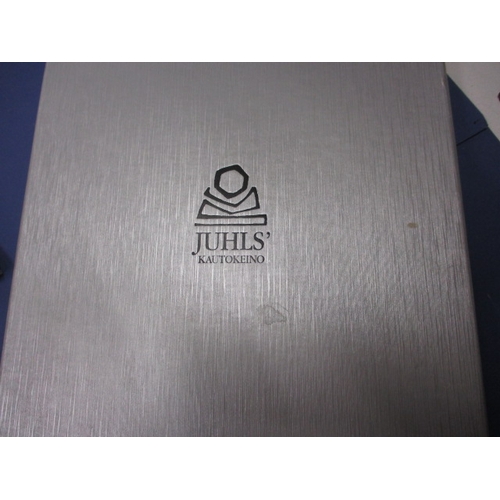 188 - A Juhls silver gallery of Norway designer necklace earring set, in original box with booklet