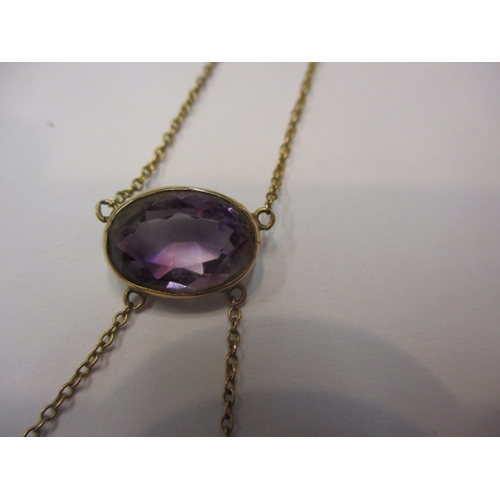 143 - A vintage gold and amethyst necklace, approx chain length 40cm, approx gross weight 3g, in useable p... 