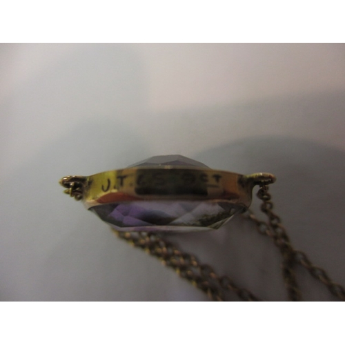 143 - A vintage gold and amethyst necklace, approx chain length 40cm, approx gross weight 3g, in useable p... 
