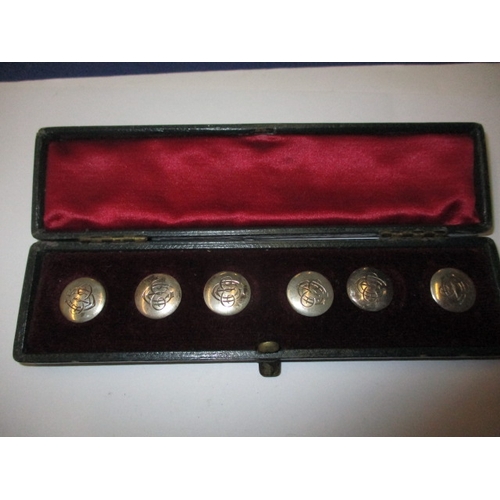 194 - A boxed set of 6 sterling silver buttons, Chester hallmarks, all in used condition