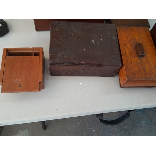 A quantity of treen boxes, various sizes and uses, all with age related ...