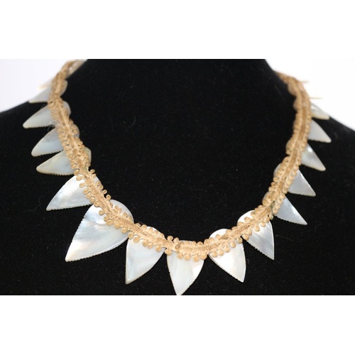 Vintage Mother of Pearl Craved Leaf Necklace & good Bracelet