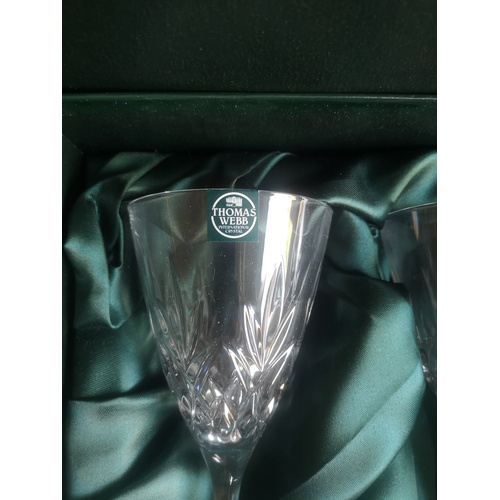 2 - Presentation Boxed Set of Quality Thomas Webb Crystal Glasses.