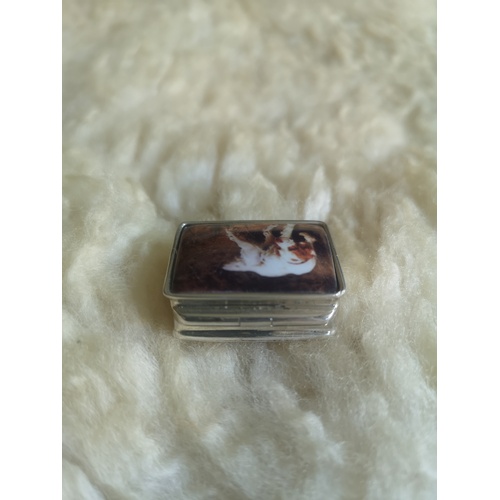 3 - Silver, 925 Marked, Pill Box with Picture of Gun Dog on the Lid