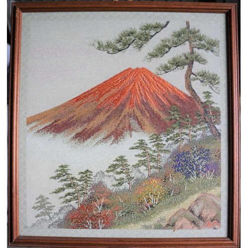 23 - Framed & Glazed Japanese Scene 1900's Embroidery Picture on silk