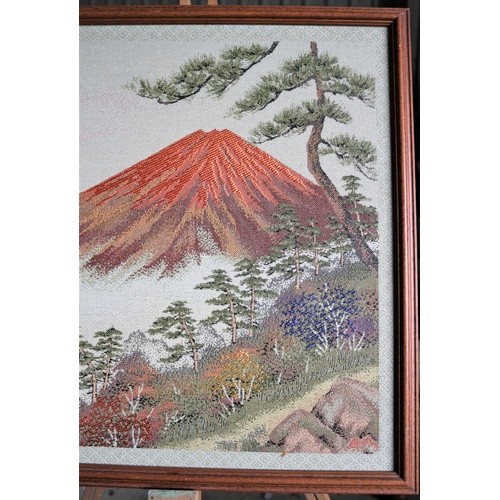 23 - Framed & Glazed Japanese Scene 1900's Embroidery Picture on silk